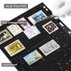 10 Sheets 20 Pages Postage Stamp Album Pages, 5 Pockets 7.7X 1.97in Stamp Collection Inserts, 9 Hole Standard Stamp Collecting Album Sleeves for Stamp Collection Binder IS010510