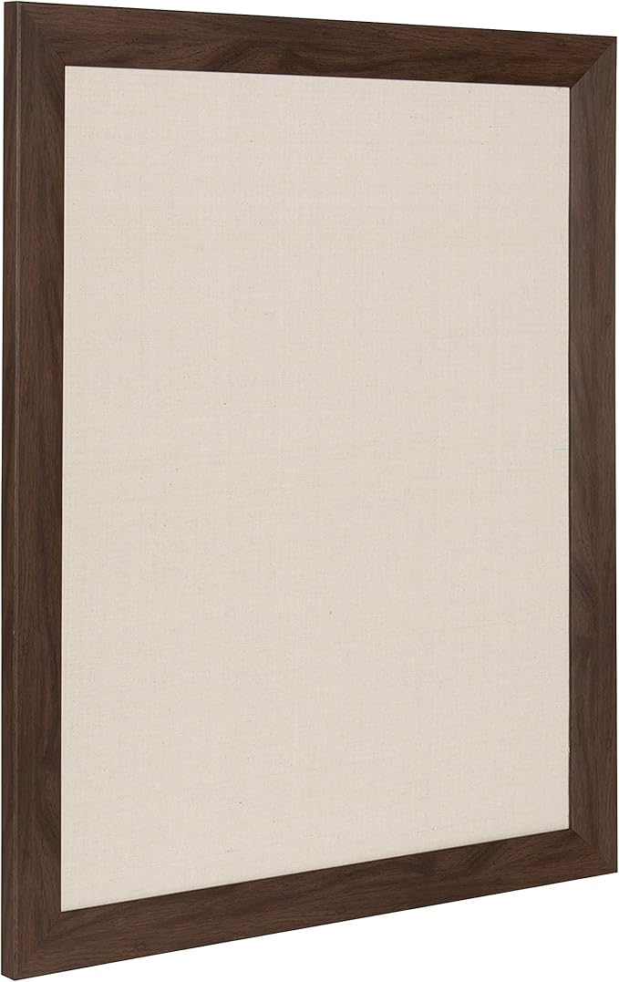 DesignOvation Beatrice Framed Linen Fabric Pinboard, 23x29, Walnut Brown