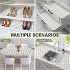ALIUNI Drawer and Shelf Liner, Non-Slip Kitchen Cabinet Liners Non-Adhesive Thick Strong Grip Waterproof Washable Mats Protect Dresser Shelves Cupboard Bathroom Cabinets, Yellow Plaid, 18 in X 20 FT