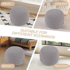MeMoreCool Stuffed Round Pouf Ottoman Foot Rest, Floor Pouf Foot Stool with Soft Foam Chunk Filling, Small Round Ottoman Footstool Circle Footrest for Living Room, Light Grey