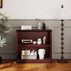 blini 2-Shelf Bookcase Wooden Bookshelves 33in Wide Floor Standing Display Storage Shelves Mahogany Bookcase for Home Office, Living Room, Bed Room