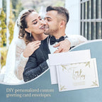 White Shimmer 5x7 Blank Cards and Envelopes, Goefun Pearl White Folded Cardstock and A7 Envelopes Self Seal 100 Pack for Wedding, Invitations, DIY Greeting Cardstock, Thank You Cards & All Occasion