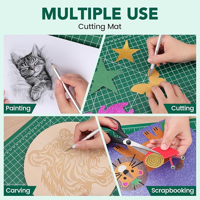 CLOYAN Cutting Mat 12"x18", 10 Pack Double-Sided 5-Ply Self Healing Sewing Cutting Mat, Cutting Mats Board for Crafts-Sewing, Fabric, Quilting, Scrapbooking Project
