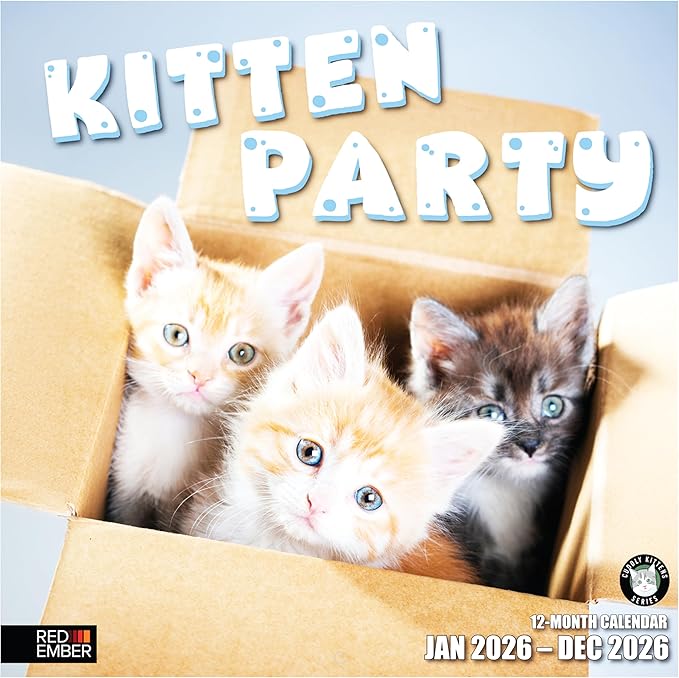 RED EMBER Kitten Party 2026 Wall Calendar 12 Month | 12" x 24" Open | Thick & Sturdy Paper | Holiday Gift | Cute Kitten Cat Calendar 2026