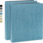 Vienrose 3 Ring Binder 1 Inch Round Rings with Linen Fabric Cover, Fits 8.5 x 11 Inch Paper, Durable Organizer for School, Office, Home, Recipes (2 Pack,Blue)