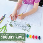 Desk Name Tags for Classroom -25 Student Name Plates for Classroom Kindergarten, Preschool, 1st, 2nd & 3rd Grade, 9x3 Teacher Nameplates for Student Desks & Cubbies, Greenery Nametags