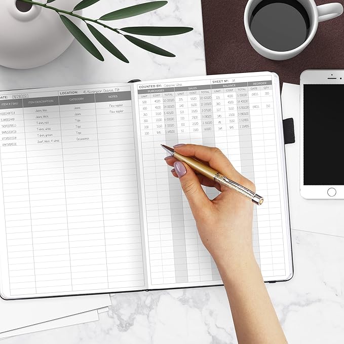 Clever Fox Inventory & Sales Log Book for Small Business – Inventory Ledger Book, Inventory Notebook, Order Tracker Book for Purchases, Sales & Reorders – Undated, Hardcover, A5, Black