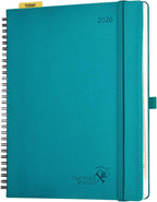 POPRUN 2026 Weekly and Monthly Planner Calendar, January 2026 - December 2026,Large 8.5'' x 10.5'' Spiral Bound Appointment Book, Includes Monthly Tabs, Inner Pocket,Soft Cover - Pacific Green