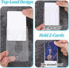 32 Pack Vertical 2-Card ID Badge Holde, Heavy Duty Plastic Badge Holders with Thumb Slot, Clear Protector Cover for Credit Cards, IDs, Licenses and Passes