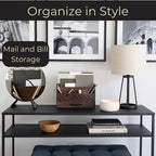 BLU MONACO | Wooden Mail Organizer with Drawer and Compartments | Mail Sorter Organizer Countertop for Desk Entryway | Outgoing Mail Holder Wood Desktop File Storage