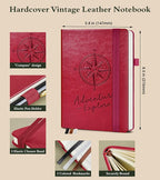 PAIBAS Lined Journal Notebook for Women Men, 160 Pages, A5 Hardcover Vintage Leather Journaling Notebooks for Work, School, Note Taking, Travel, Bible Study,Daily Diary for Writing 5.8"x8.5"(Burgundy)