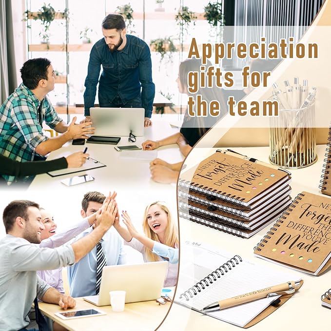Moinchore 20 Sets Employee Appreciation Gift Inspirational Spiral Notebook with Bamboo Pen Sticky Note Thank You Valentines Day Gift for Coworker Office Staff Team Nurse Teacher (Never Forget)