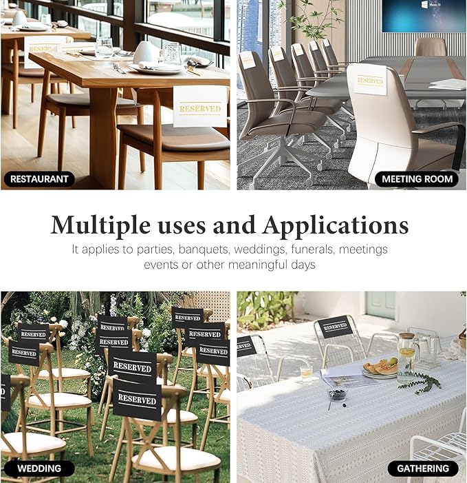 20 Pcs Reserved Chair Signs Cloth Church Placeholder Reserved Pew Signs Chair Reserved Seat Coverswith Printed Words For Weddings, Churches, Eceptions, Cinema,Celebrations, Parties and Events (White)