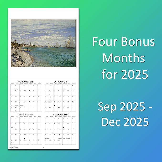 2026 Claude Monet Artwork Monthly Wall Calendar | Iconic Monet Paintings Calendar 2025-2026
