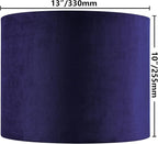 Dark Blue Velvet Drum Lamp Shade Modern Lampshade 13``Top×13``Bottom×10``High(Spider) Medium Lamp Shade for Table & Bedside Lamp Replacement Lampshades in Hand Crafted - By GO&SO