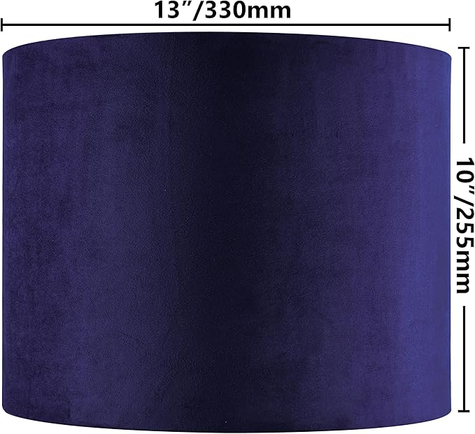 Dark Blue Velvet Drum Lamp Shade Modern Lampshade 13``Top×13``Bottom×10``High(Spider) Medium Lamp Shade for Table & Bedside Lamp Replacement Lampshades in Hand Crafted - By GO&SO