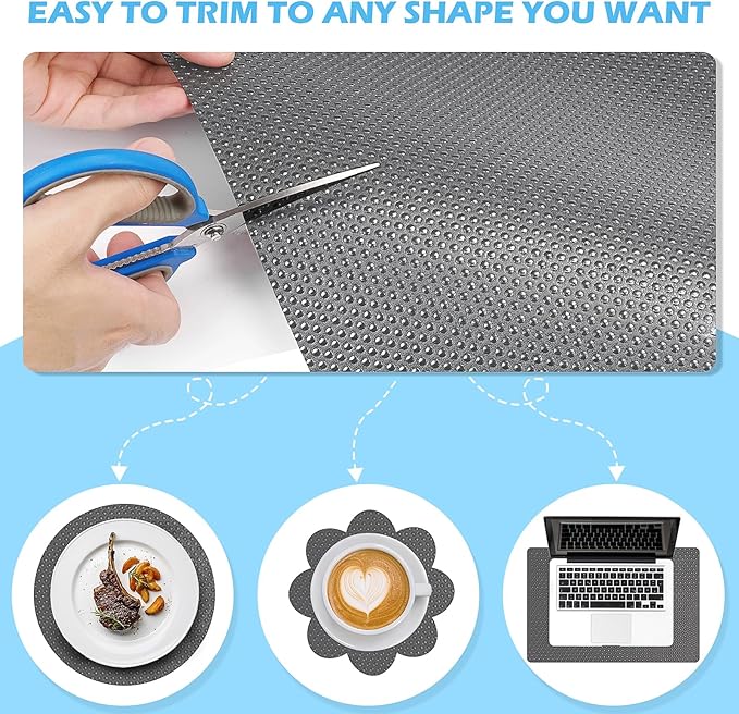 MooiFun Drawer Liners, Waterproof Shelf Liner, Anti-Slip Non-Adhesive BPA Free Kitchen Cupboard Cabinet Liner Refridge Fridge Mats Sink Protector Strong Durable for Home (Grey/11.8in x 10Ft)