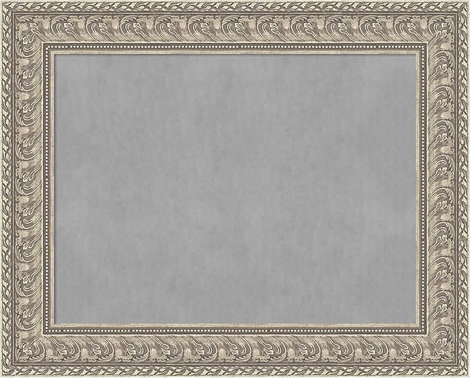 Amanti Art Silver Framed Magnetic Board 25x31 Medium Vision Board for use with Magnets, 100% Metal Sheet to Display Items as Office Decor or for Home Organization in mudroom, Kitchen or Kids Room