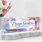 Personalized Name Plate for Desk Custom Acrylic Desk Name Plate Custom Employee Appreciation Gifts Office Gifts for Women, Men, Boss, Coworkers, Teacher, Nurse (Colored Glaze)