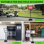 INNOVSIGN 2Packs Adjustable Pedestal Sign Holder Stand 8.5''x11'', Floor Standing Poster Sign Stand for Vertical/Horizontal View Sign stand,Outdoor/Indoor Standing Sign Holders(Black, Round)