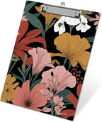 APIILVPQ Boho Clipboard，Floral Clipboards with Low Profile Clip for Office School Use, Botanical Wooden Clip Boards for Nurses Teachers Students - A02