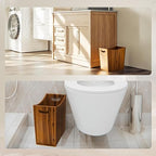 Tidita 3 Gallons Rectangular Wastebaskets - Acacia Wood Waste Basket with Handles - Small Trash Can for Bathroom - Brown Garbage Bin for Spa Decorative, Kitchen Under Counter, Living Room, Office
