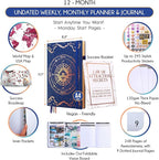 Life Planner - Undated Weekly & Monthly Planner, 12-Month Journey to Increase Productivity | Gratitude Journal, Life Organizer & Goal Journal | Include Foldable Vision Board, Habit Tracker & Stickers