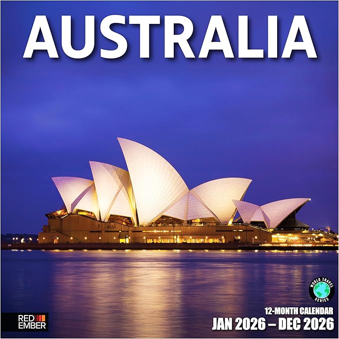 RED EMBER Australia 2026 Wall Calendar 12 Month | 12" x 24" Open | Thick & Sturdy Paper | Holiday Gift | Travel Calendar 2026