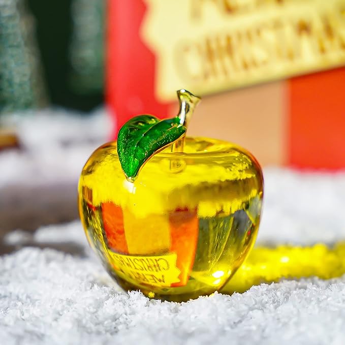 H&D Glaze Crystal Apple Paperweight Craft Decoration (yellow)