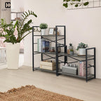 CAPHAUS 2 Tier Small Bookshelf, 24 Inch Width Free Standing Shelf, Bookcase Shelf Storage Organizer, Industrial Book Shelves for Home Office, Living Room, Dark Grey Shelves & Metal Frame