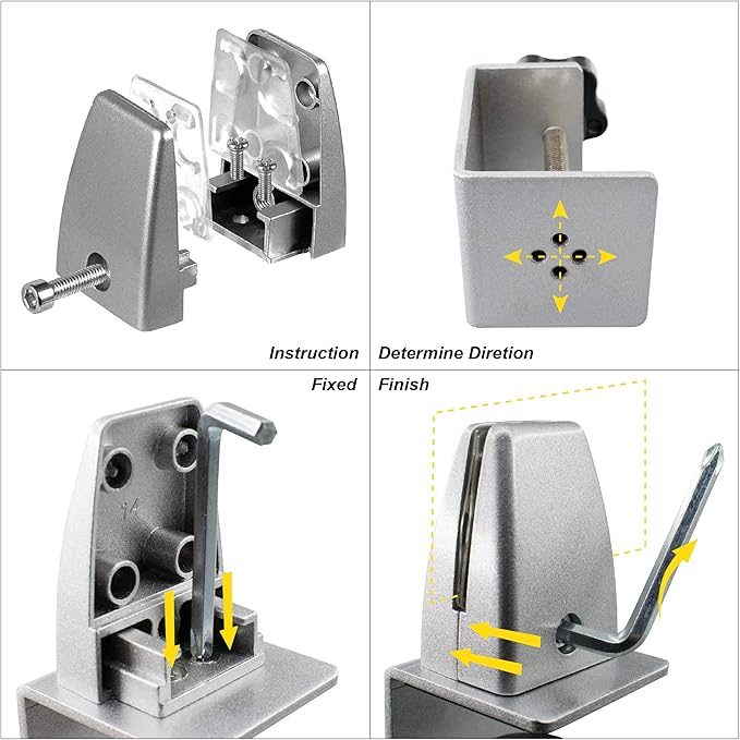 Sneeze Guard Support Clamp Partition Aluminum Adjustable Partition Clamp Acrylic Desk Divider Support Clamp Desk Shield Clamp Privacy Panel Clamp for Plexiglass Shield for Countertop Reception 4 Pack