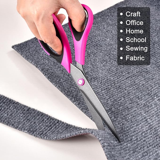 Zicolu Craft Scissors Set, Sharp Scissors All Purpose Heavy Duty, Teflon Non-stick Titanium Coated, Ergonomic Grip, Ideal for Sewing Fabric DIY&Arts Scrapbook School Office Supplies, 9.3''/8.5''/5.6"