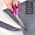 Zicolu Craft Scissors Set, Sharp Scissors All Purpose Heavy Duty, Teflon Non-stick Titanium Coated, Ergonomic Grip, Ideal for Sewing Fabric DIY&Arts Scrapbook School Office Supplies, 9.3''/8.5''/5.6"