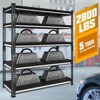 SDXYSTCE 48" W Garage Storage Shelves Heavy Duty, 2800LBS Loads Adjustable Garage Shelving, 5-Tier Metal Shelving Units and Storage Racks, Industrial Utility Shelf,48" Wx18 Dx78 H, Black