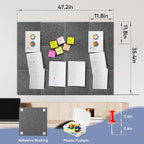 VUSIGN Large Cork Board for Wall 47"x35", 12 Pack Bulletin Board, Felt Wall Tiles with Adhesive Tabs and Push Pins, Push Pin Board for Office, School, Home, Grey