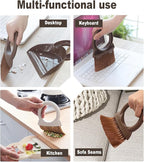 Round Handle Brush and Dustpan Set Small Broom & Dustpan Portable Handheld Sweeper for Desktop Sofa Floor Pet Nest (Coffee)