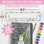 Desk Name Tags for Classroom – 36 Student Name Plates for Classroom Kindergarten, Preschool, 1st, 2nd & 3rd Grade, 14.5 x 4in Teacher Nameplates for Student Desks, Smiley Nametags