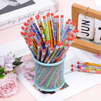 Rbenxia 48PCS Wooden Pencils with Erasers Assortment Colorful Novelty Pencils Awards Incentives for Classroom School Supplies Giveaways Party Favor (Welcom Back to School)