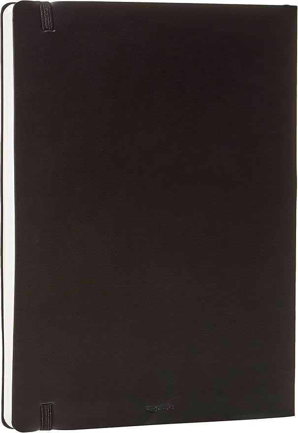 Amazon Basics Daily Planner and Journal, Soft Cover, 8.5 inch x 11 inch, Black