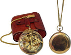 Handcrafted Vintage Brass Sundial Compass – Antique Nautical Sun Clock with Leather Case – Engraved Collectible Brass Compass Gift for Men - Nautical Gifts for Men, Best Anniversary Vintage Gifts