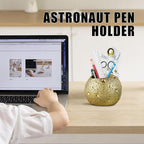 Kimdio Pen Holder, Astronaut Stand for Desk Pencil Holder, Resin Desk Moon Organizer Decorative Accessories Ideal Gift for Office, Classroom, Home - Gold