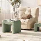 ZYKZYK Ottoman Set of 2, Plush Velvet Vanity Seats with Modern Foot Rest, Backless Stool Pair for Bedroom, Living Room & Makeup Dressing Table (2-in-1) Green