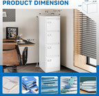 BYNSOE 4 Drawer File Cabinet with Lock Metal Vertical File Storage Cabinet Office Home Steel Vertical File Cabinet for A4 Legal/Letter Size Narrow File Cabinet Locked,Assembly Required
