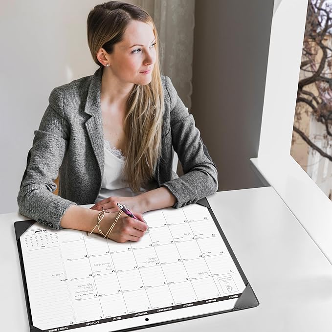 Nekmit Large Desk Calendar 2026 with Desk Protecting Pad, Runs from Jan 2026 - Jun 2027, Office Supplies 21" x 16 1/2" Desktop Calendar for Life Planning or Organizing