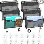 SUPEASY Magnetic File Holder, 6 Pack File Folder Organizer, Wall File Organizer, No Drilling Paper Document Holder & Binder Holder for Home / Office (with Label Panel, 14 * Adhesive Wall Hook)