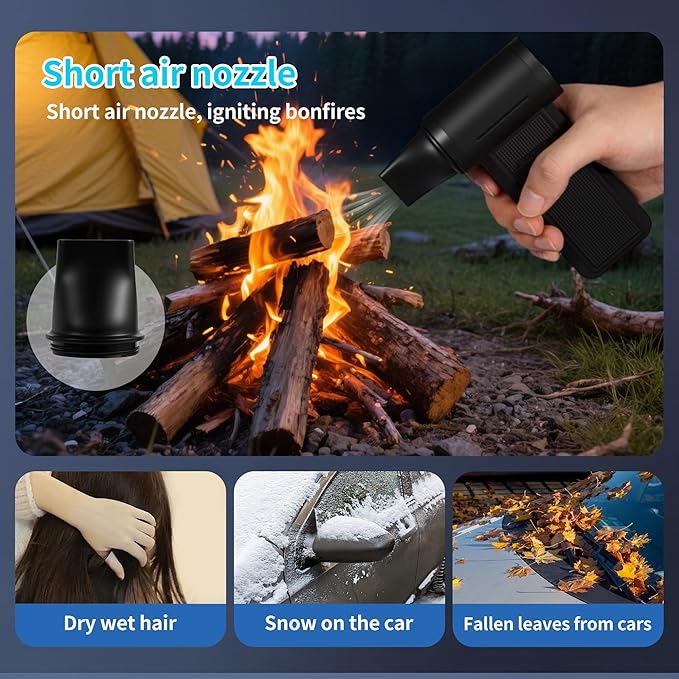 Electric Air Duster & Vacuum Cleaner, 130000 High-RPM Brushless Motor, Compressed Air Blower, Cordless with Inflating, Battery Powered, 15-Piece PC Cleaning Kit for Leaves, Cars, Computers, Office