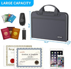 ENGPOW Accordion File Organizer,Fireproof Expanding File Folder with Multi Pockets,13 Pockets Document Organizer Bag with Handle & Labels,Portable Home Travel Safe Storage for Letter A4 Files,Gray