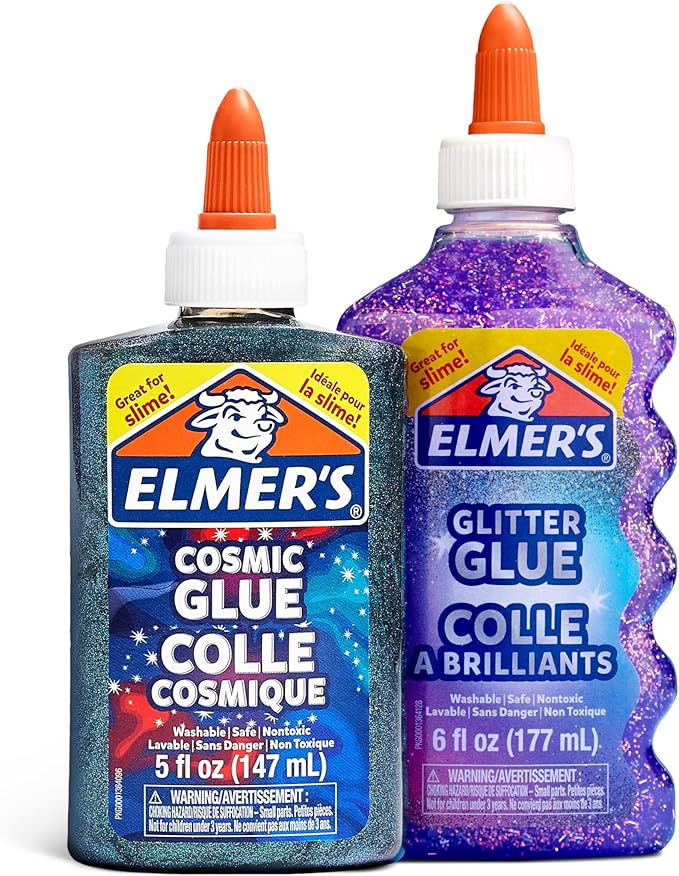 Elmer’s Eclipse Slime Kit, Slime Supplies Includes Cosmic Glue, Purple Glitter Glue, Original and Crunchy Slime Activators, 4 Count