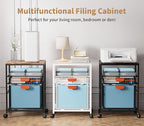 Marbrasse Rolling file cabinet with Handle, Mobile File Cabinet on Lockable Wheels, Office Filing Cabinet Organizer, Printer stand with Hanging File Folder Organizer for Home Office - Black