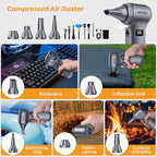 Compressed Air Duster-230000RPM Super Power Electric Air Duster, 100-Level Adjustable Inflatable Air Blower with LED Light and Display Screen, Dust Blower for Computer, Keyboard,House, Outdoor and Car